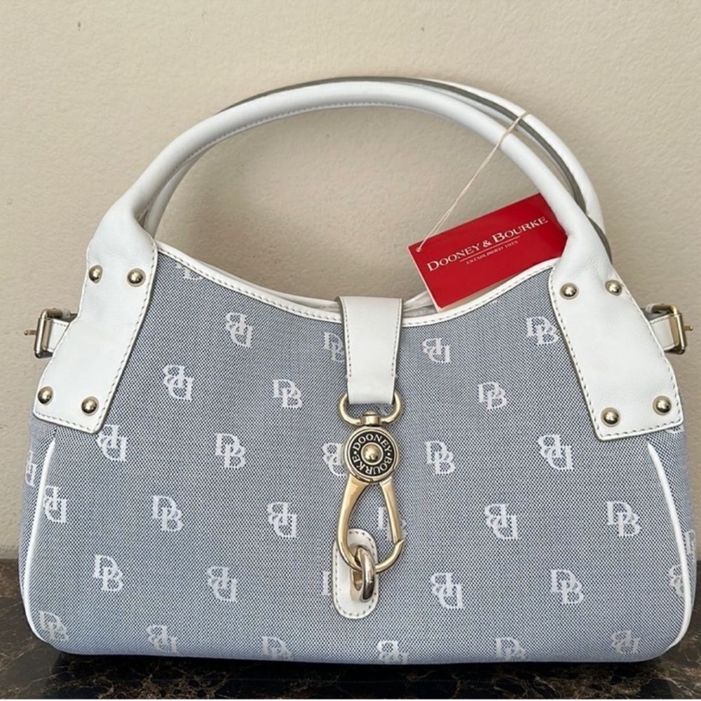 Dooney & Bourke Gray and White Logo Satchel